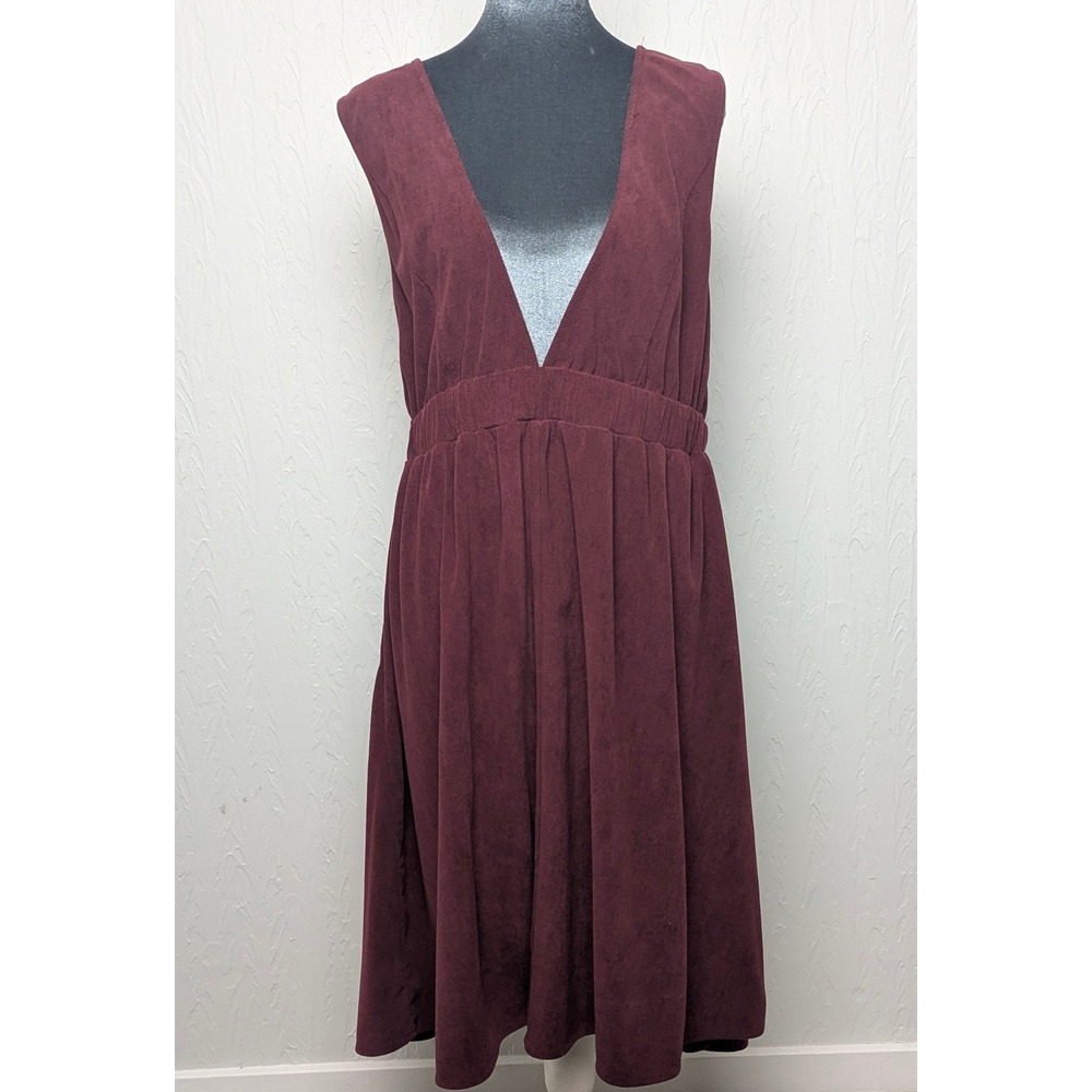 BloomChic Womens Burgundy Pinafore Dress 12 Pockets Lagenlook Cottage Layering